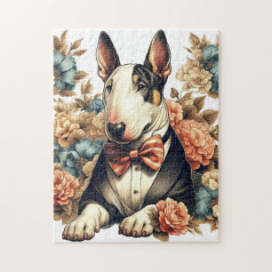 Retro Niedlich Floral Bull Terrier Puzzle