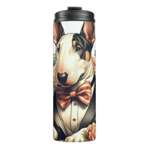 Retro Niedlich Floral Bull Terrier Thermosbecher