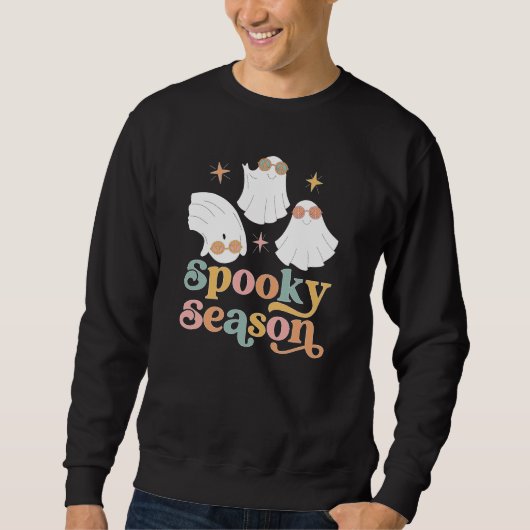 Retro Niedlich Ghost Halloween Sweatshirt (Vorderseite)