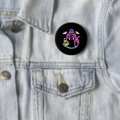 Retro Niedlich Ghost Kaffee Drink Spooky Halloween Button (Beispiel)