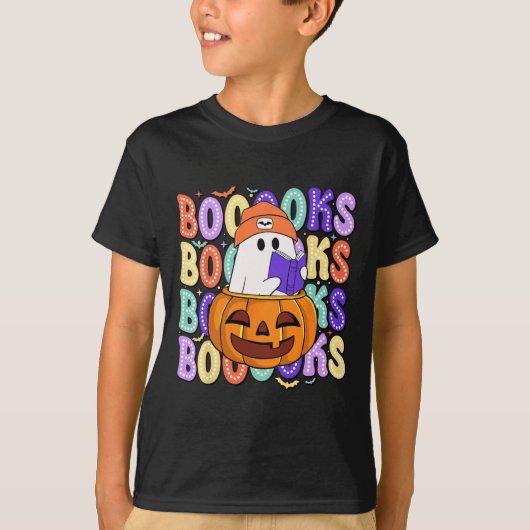 Retro Niedlich Ghost Teacher Halloween Librarian R T-Shirt (Vorderseite)