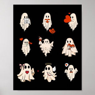 Retro Niedlich Ghost Valentinstag Women Men Kids Poster