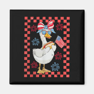 Retro Niedlich Girl 4. Juli Goose Hot Dog unabhäng Magnet