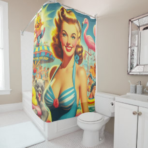 Retro Niedlich Kitsch Girl Duschvorhang