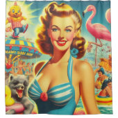 Retro Niedlich Kitsch Girl Duschvorhang (Vorderseite)