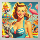 Retro Niedlich Kitsch Girl Poster (Vorne)