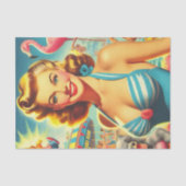 Retro Niedlich Kitsch Girl Seidenpapier (Vorderseite)