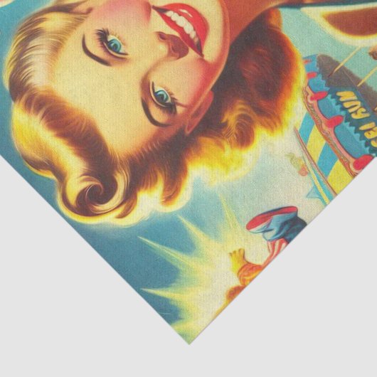 Retro Niedlich Kitsch Girl Seidenpapier (Ausschnitt)