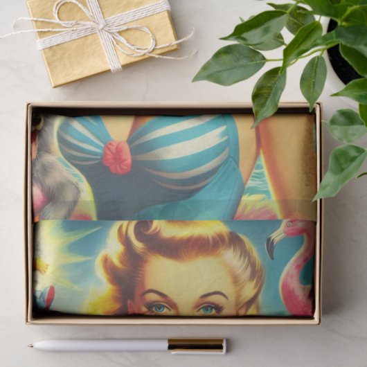 Retro Niedlich Kitsch Girl Seidenpapier (Geschenk)