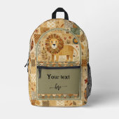 Retro Niedlich Lion Safari Art Pattern Bedruckter Rucksack (Vorderseite)
