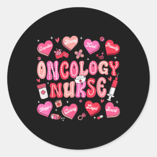 Retro Niedlich Oncology Nurse Valentinstag Candy H Runder Aufkleber