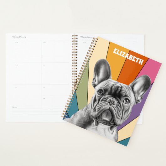 Retro Niedlich Personalisiert Rainbow French Bulld Planer (Anzeige)
