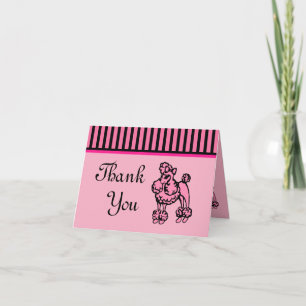 Retro Niedlich Pink Poodle Danke Karte