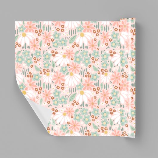 Retro Niedlich Pink Wildblume Daisy Kids Geschenkpapier