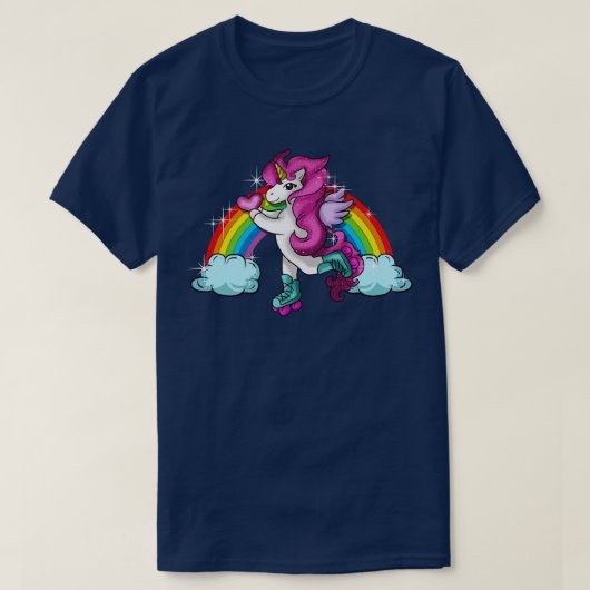 Retro Niedlich Roller Skaten Unicorn Skate Girly T-Shirt (Design vorne)