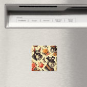 Retro Niedlich Schnauzer Illustration Magnet (In Situ (Geschirrspüler))