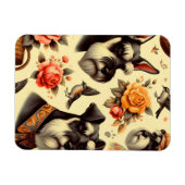 Retro Niedlich Schnauzer Illustration Magnet (Horizontal)