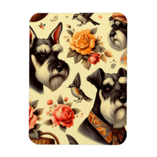 Retro Niedlich Schnauzer Illustration Magnet