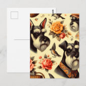Retro Niedlich Schnauzer Illustration Postkarte (Vorne/Hinten)