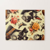 Retro Niedlich Schnauzer Illustration Puzzle (Horizontal)