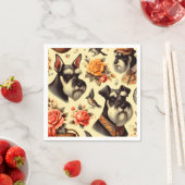 Retro Niedlich Schnauzer Illustration Serviette (Beispiel)