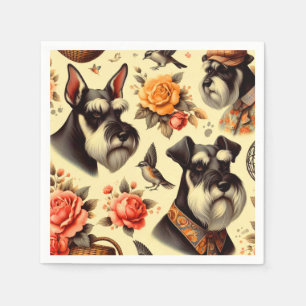 Retro Niedlich Schnauzer Illustration Serviette