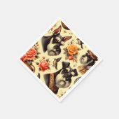 Retro Niedlich Schnauzer Illustration Serviette (Ecke)