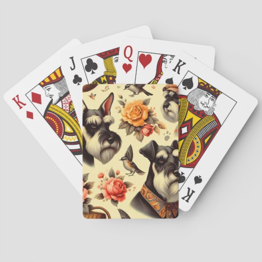 Retro Niedlich Schnauzer Illustration Spielkarten (Rückseite)