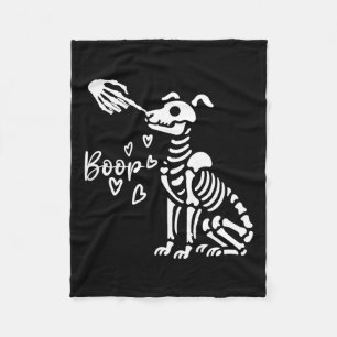 Retro Niedlich Skeleton Hand Boop Dog Funny Hallow Fleecedecke