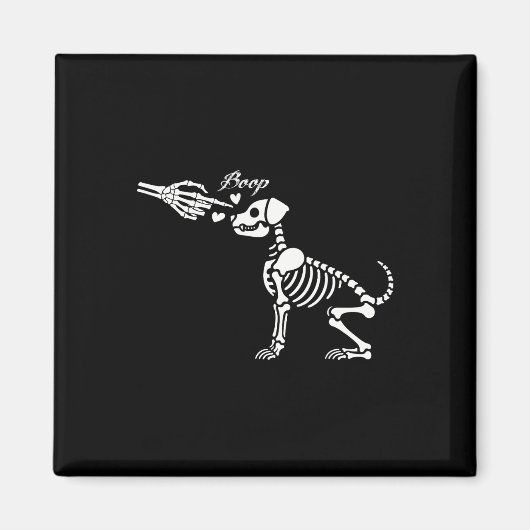 Retro Niedlich Skeleton Hand Boop Dog Funny Hallow Magnet (Vorne)