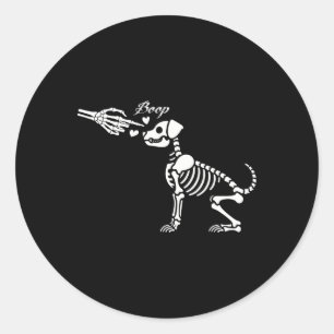Retro Niedlich Skeleton Hand Boop Dog Funny Hallow Runder Aufkleber