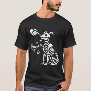 Retro Niedlich Skeleton Hand Boop Dog Funny Hallow T-Shirt