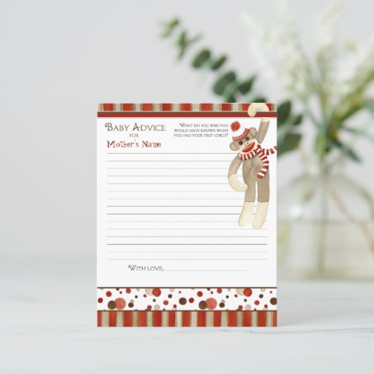 Retro Niedlich Sock Affe, Boy Baby Shower Ratschlä (Stehend Vorderseite)