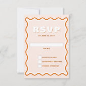 Retro Niedlich Squiggle Wavy Curve Terracotta Wedd RSVP Karte (Vorderseite)