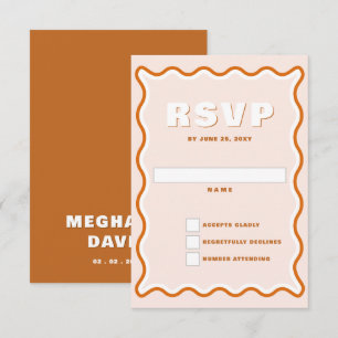 Retro Niedlich Squiggle Wavy Curve Terracotta Wedd RSVP Karte
