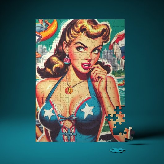 Retro Niedlich Summer Girl Puzzle