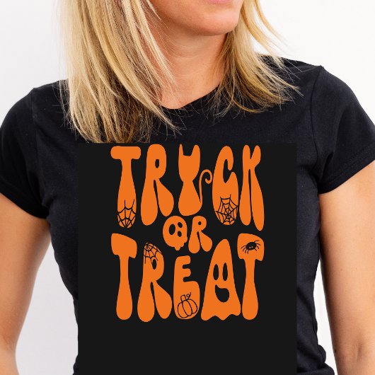 Retro Niedlich Trick oder Treat Halloween Ghost |  T-Shirt
