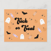 Retro Niedlich Trick oder Treat Halloween Postkarte (Vorderseite)