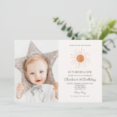 Retro Niedlich unser kleiner Sonnenschein 1. Gebur Einladung (Stehend Vorderseite)