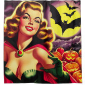 Retro Niedlich Vampire-Button Duschvorhang (Vorderseite)