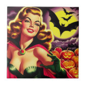 Retro Niedlich Vampire-Button Fliese (Vorderseite)