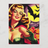 Retro Niedlich Vampire-Button Postkarte (Vorderseite)