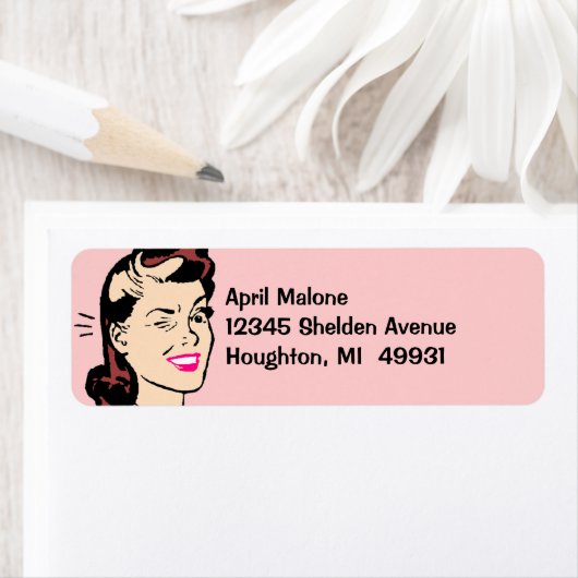 Retro Niedlich Wink Winking Lady Winks Labels (Insitu)