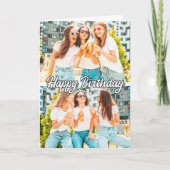 Retro Niedliche 2-Foto-Vorlage Happy Birthday Karte (Vorderseite)