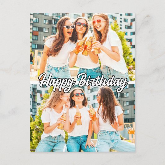 Retro Niedliche 2-Foto-Vorlage Happy Birthday Postkarte (Vorderseite)