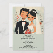 Retro niedliche asiatische Liebe Einladung (Vorderseite)