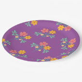 Retro Niedliche Daisy Bouquet Muster in Lila Pappteller (Schrägansicht)