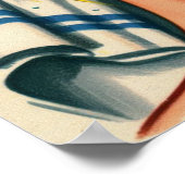 Retro Niedliche DuschGirl-Illustration Poster (Ecke)