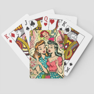 Retro Niedliche Girly-Comic Spielkarten