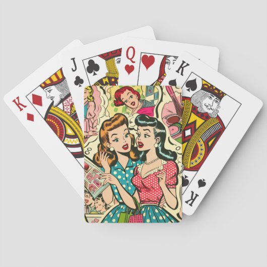Retro Niedliche Girly-Comic Spielkarten (Rückseite)